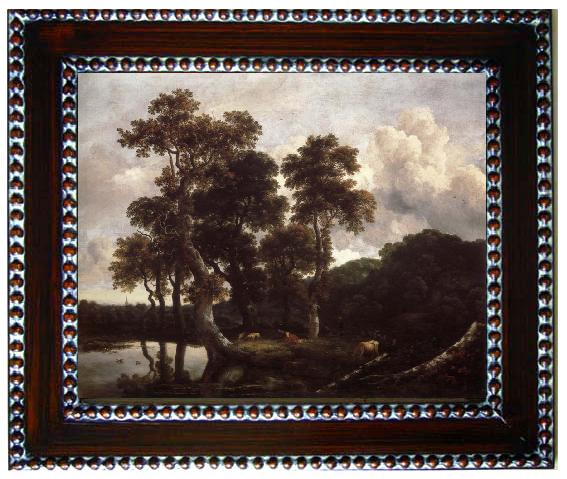 Jacob van Ruisdael Grove of Large Oak trees at the Edge of a pond